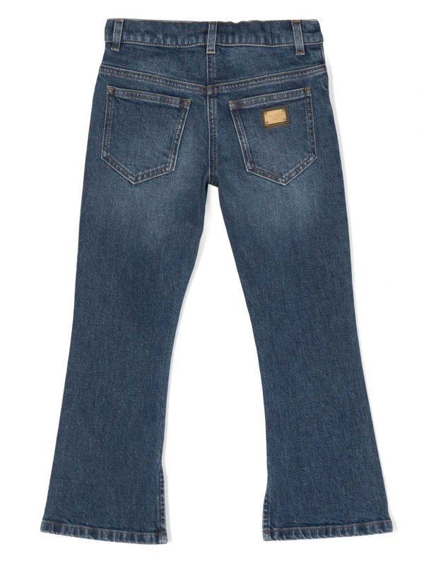 DOLCE & GABBANA: bootcut jeans online - Floral-embroidered jeans