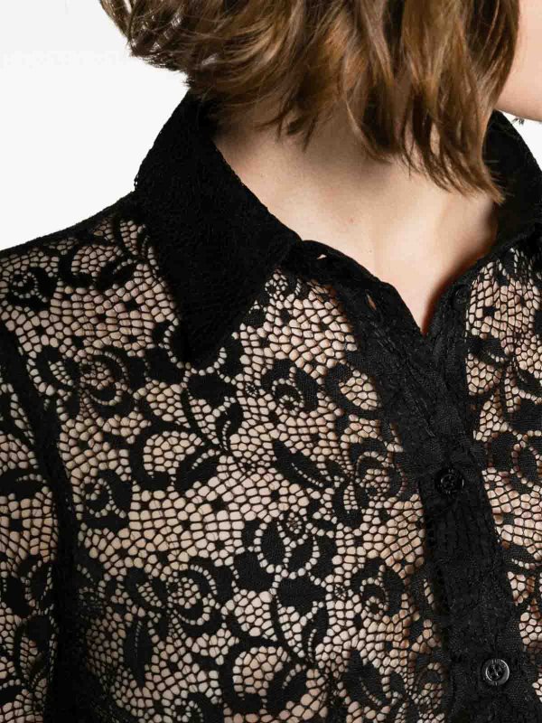 Liu Jo: shirts online - Floral-Lace Semi-Sheer Shirt