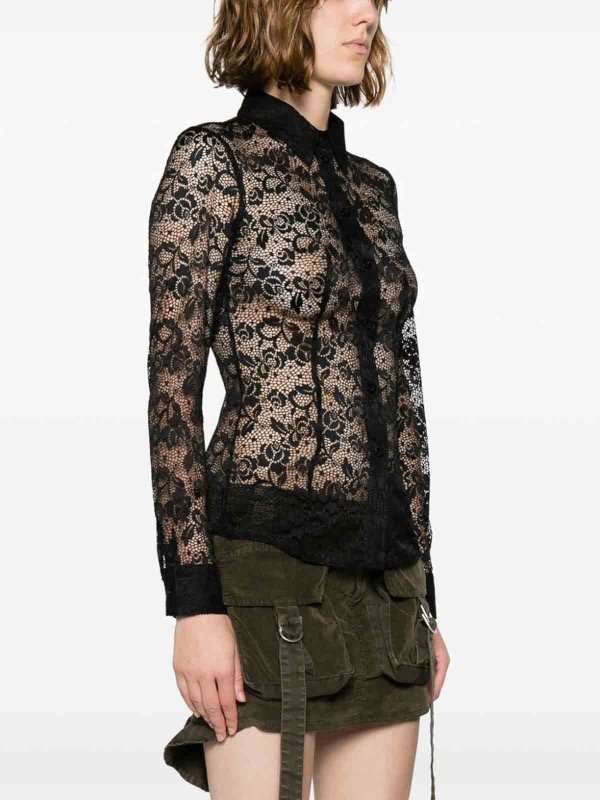 Floral-Lace Semi-Sheer Shirt shop online: Liu Jo