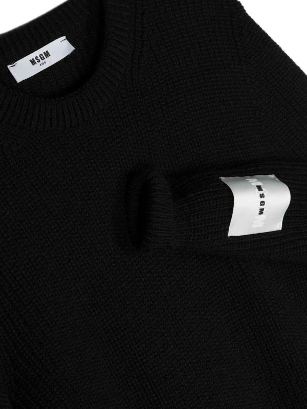 m.s.g.m.: crew necks online - Distressed-Hem Waffle-Knit Jumper