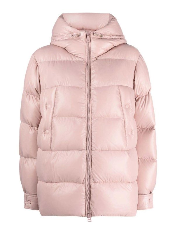 PEUTEREY: casual jackets - Powder Pink Logo-Patch Quilted Jacket