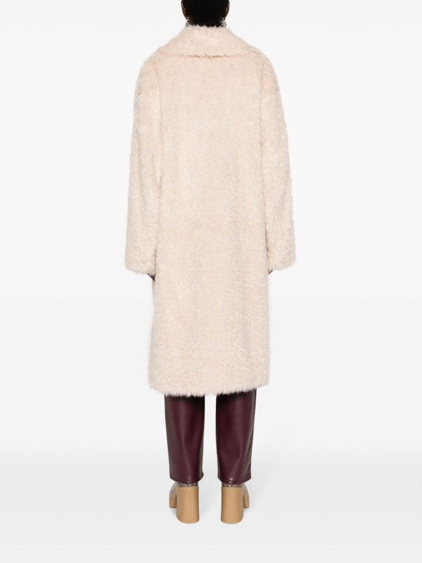 STAND STUDIO: short coats online - Long Cream White Faux-Fur Coat