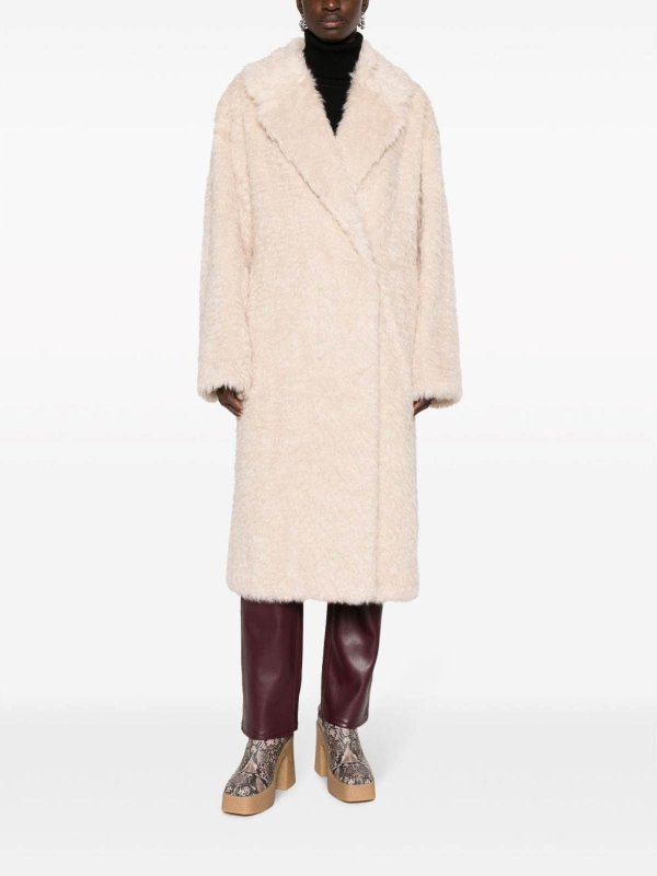 The Best Shops STAND STUDIO: short coats - Long Cream White Faux-Fur Coat