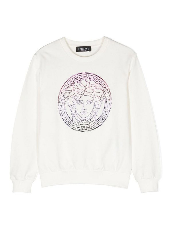 VERSACE: Suéteres con cuello pico - Suéter Cuello Redondo - Blanco