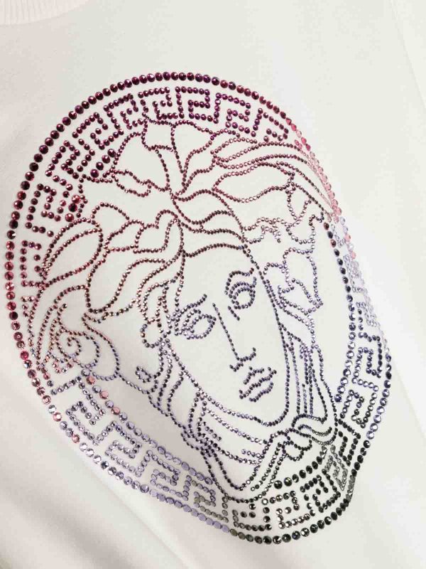 The Best Shops VERSACE: Suéteres con cuello pico - Suéter Cuello Redondo - Blanco