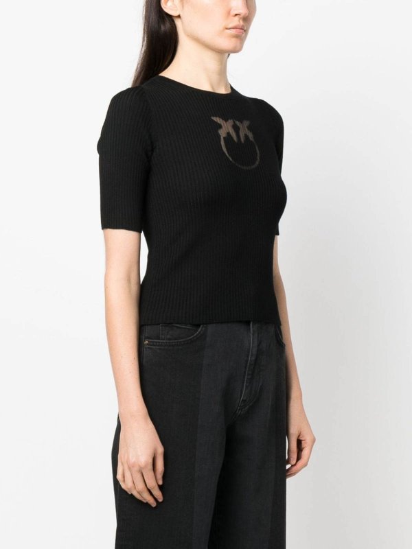 Pinko buy online Intarsia Logo Ribbed-Knit Top