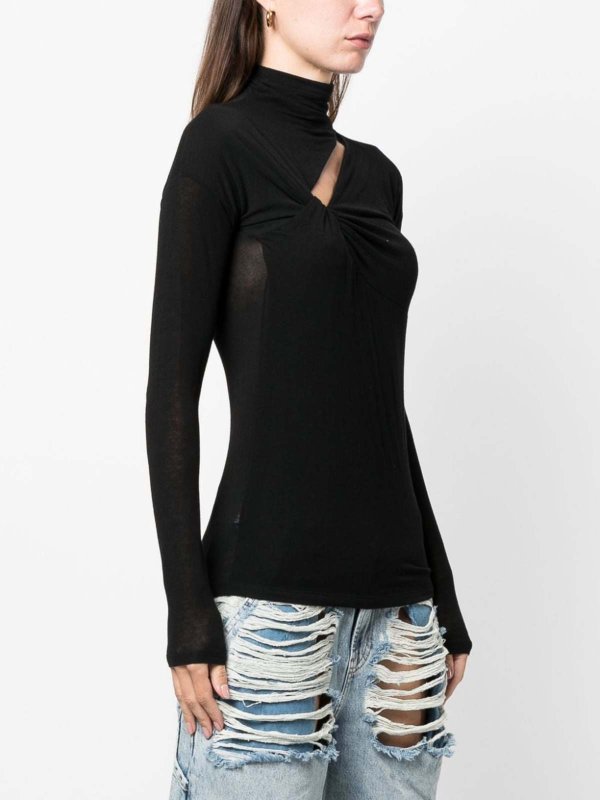 The Best Shops Pinko: Tops & Tank tops - Twist-Detail Cut-Out Long-Sleeve Top