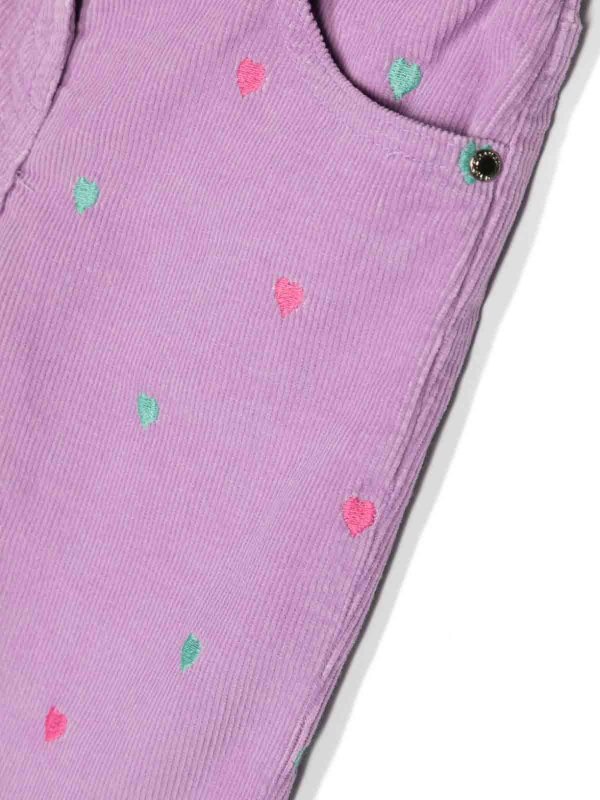 Stella McCartney Kids Heart-Embroidered Corduroy Dress - Purple