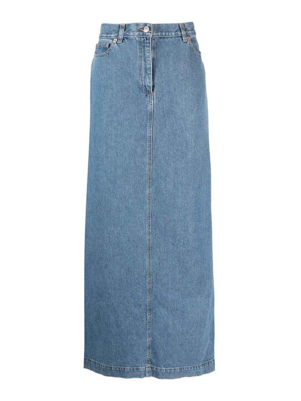 MAGDA BUTRYM: Knee length skirts & Midi - Split back denim maxi skirt