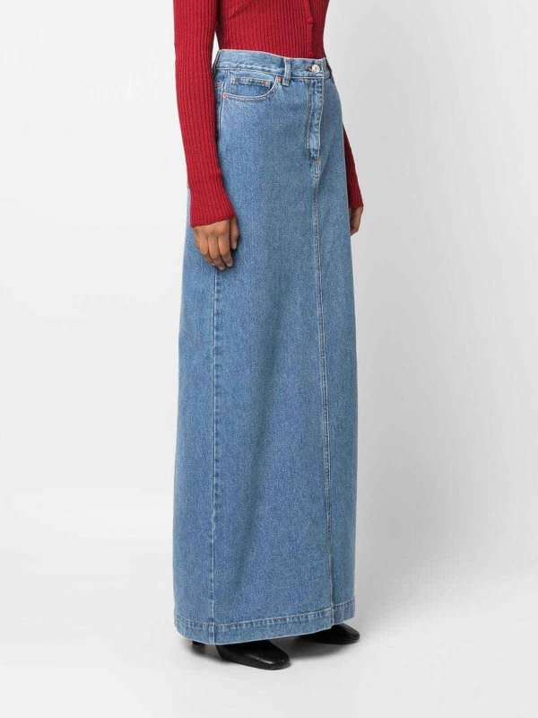 The Best Shops MAGDA BUTRYM: Knee length skirts & Midi - Split back denim maxi skirt