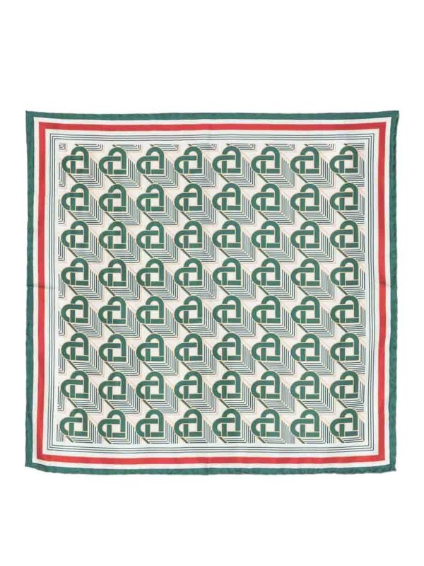 CASABLANCA: scarves - Heart monogram medium silk scarf