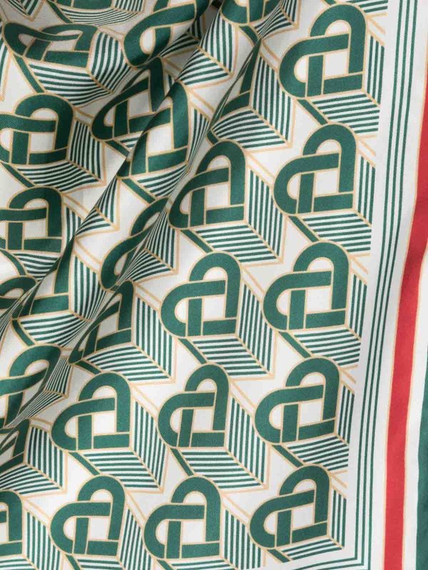 Casablanca Medium Silk Scarf - Green (Heart Monogram) - AF23-ACC-053-08