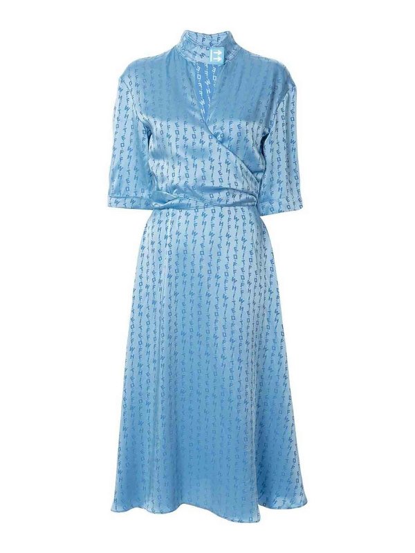 OFF-WHITE: Knielange Kleider - Knielanges Kleid - Blau