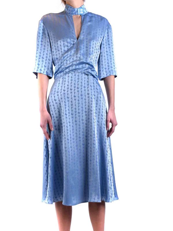 OFF-WHITE: Knielange Kleider online - Knielanges Kleid - Blau