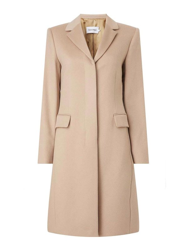 CALVIN KLEIN: short coats - Essential wool coat