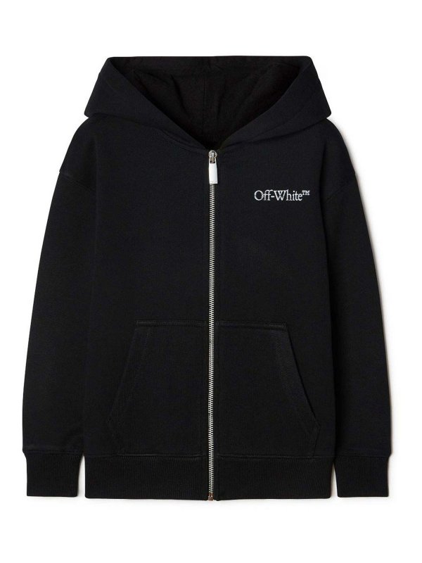 OFF-WHITE: Sweatshirts & Sweaters - Bookish bit logo hoodie zip