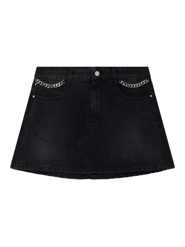 STELLA McCARTNEY: Knee length skirts & Midi - Falabella chain black denim mini skirt