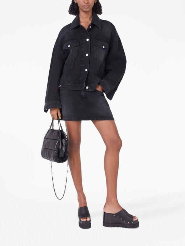 The Best Shops STELLA McCARTNEY: Knee length skirts & Midi - Falabella chain black denim mini skirt