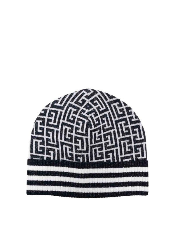Balmain: beanies - Monogram wool beanie