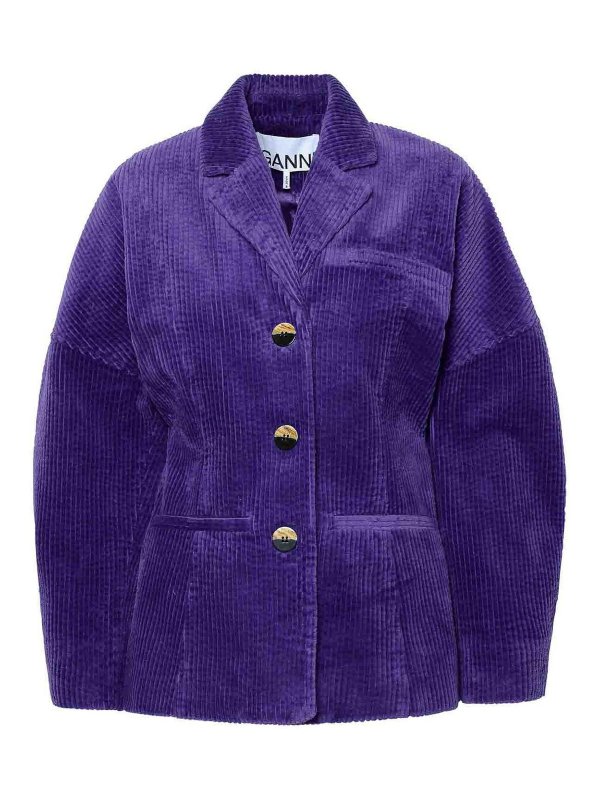 GANNI: Vestes de costume - Blazer - Violet