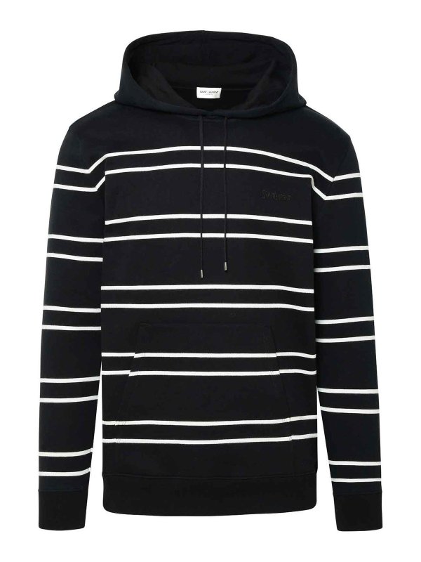 SAINT LAURENT: Sweatshirts & Sweaters - Striped hooded sweatshirt