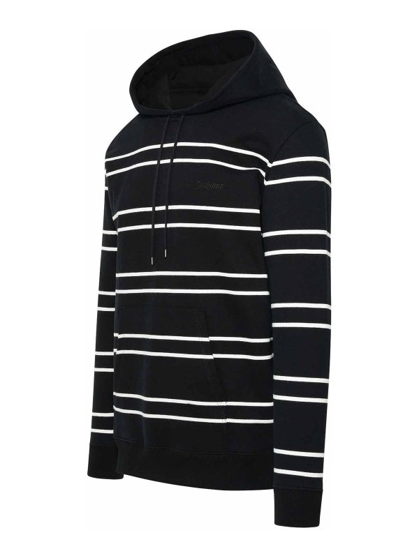 The Best Shops SAINT LAURENT: Sweatshirts & Sweaters - Striped hooded sweatshirt