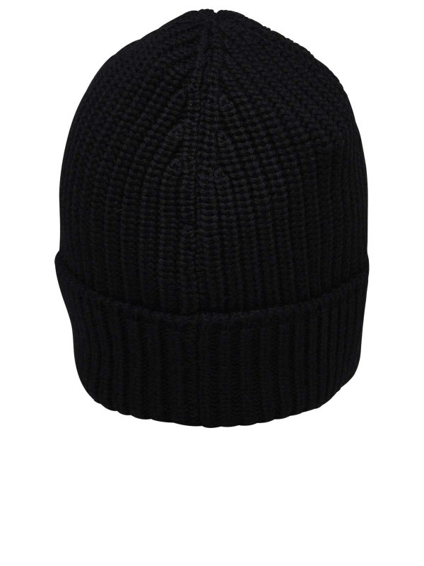 Canada Goose Logo Wool Knit Beanie Hat Black White