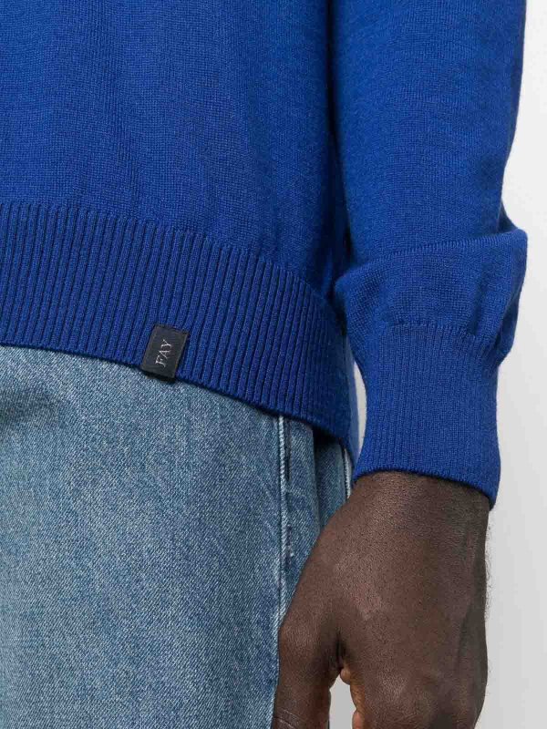 クルーネック - ブルー shop online: FAY