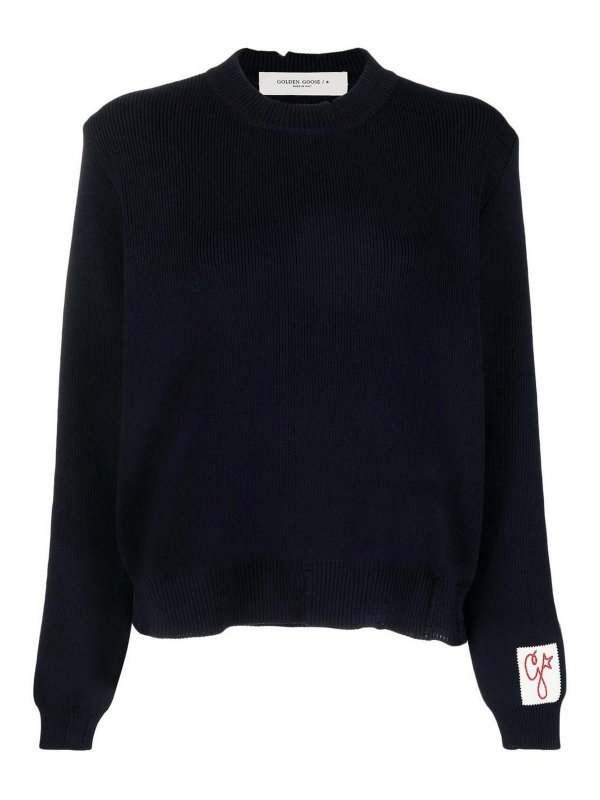 GOLDEN GOOSE: Felpe e maglie - Maglia blu navy a maniche lunghe