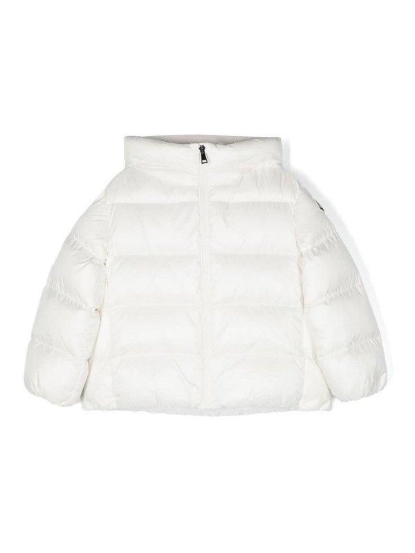 MONCLER JR: padded jackets - Logo-Patch Puffer Jacket in White