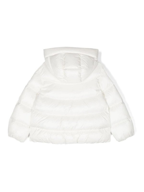 MONCLER JR: padded jackets online - Logo-Patch Puffer Jacket in White