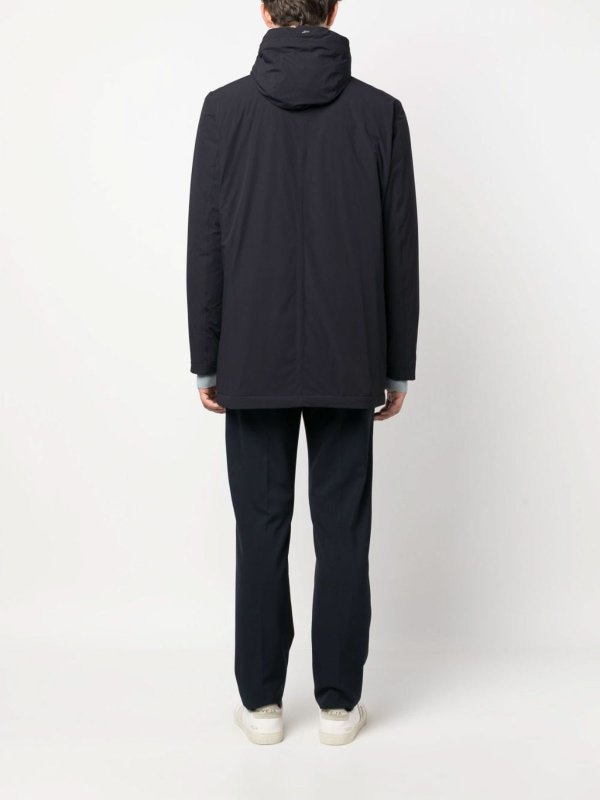 Navy zip raincoat logo print shop online: HERNO