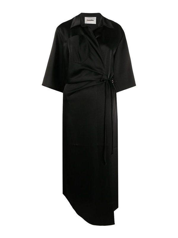NANUSHKA: knee length dresses - Black wrap dress