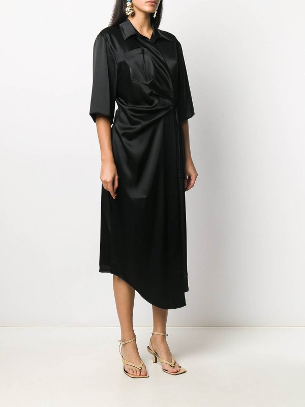 Black wrap dress shop online: NANUSHKA