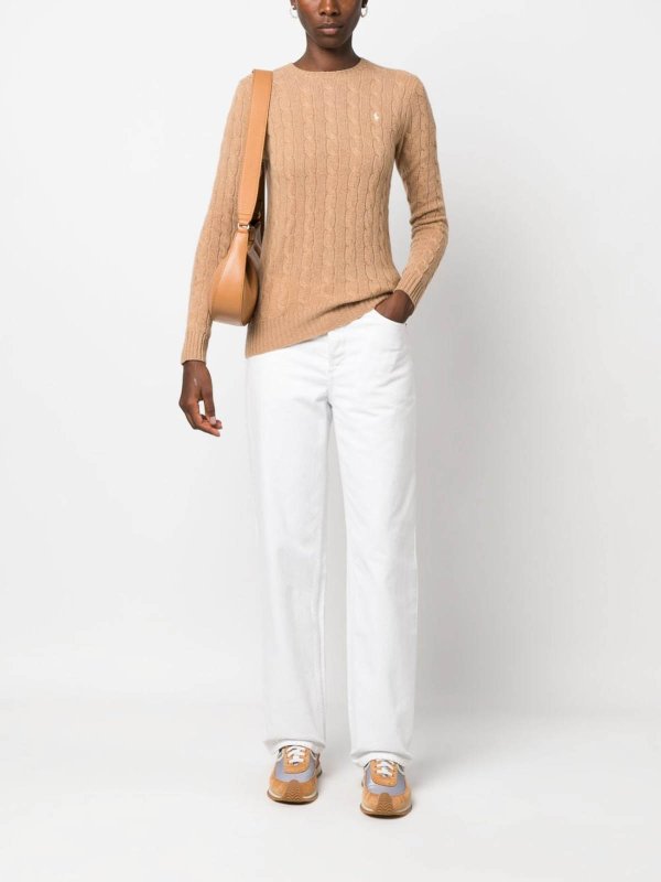 POLO RALPH LAUREN: crew necks online - Brown cable-knit jumper