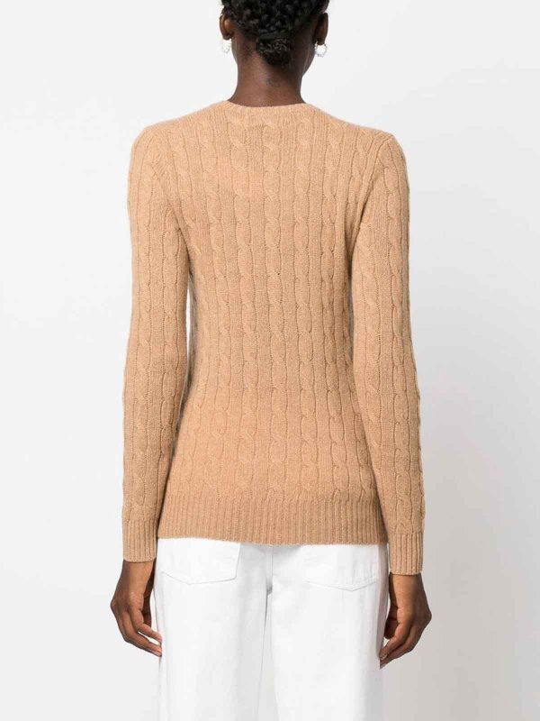 Brown cable-knit jumper shop online: POLO RALPH LAUREN
