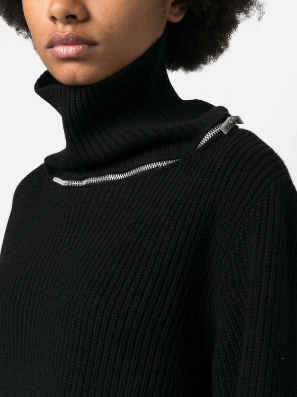Sacai: maglia collo rotondo online - Maglione in maglia con dettaglio zip