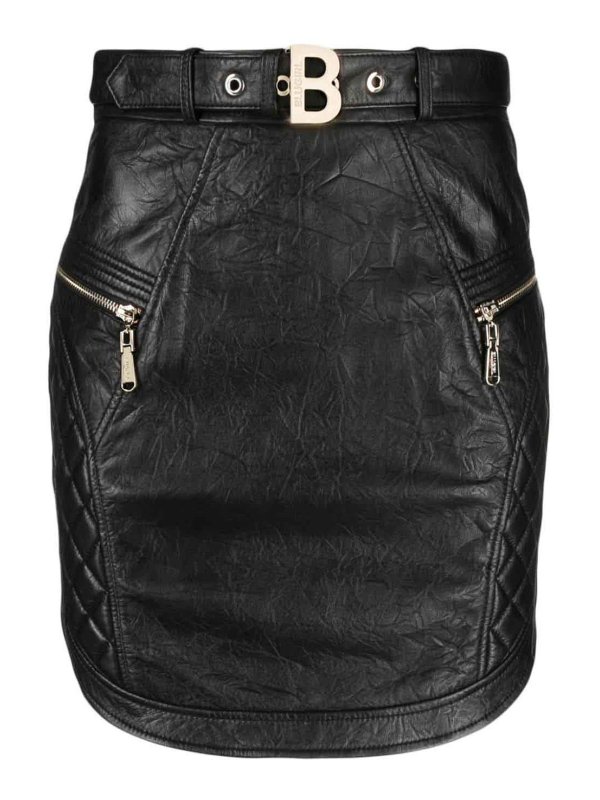 BLUGIRL: Knee length skirts & Midi - Leather skirt