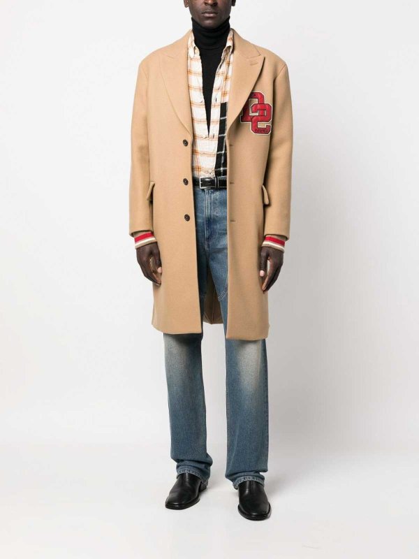 DSQUARED2: short coats online - Long varsity coat