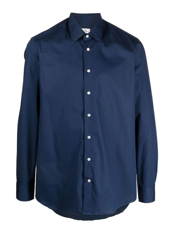 ETRO: shirts - Blue buttoned shirt