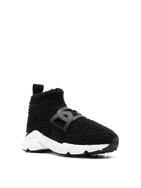 Black Shearling Logo-Plaque Trainers shop online: TOD