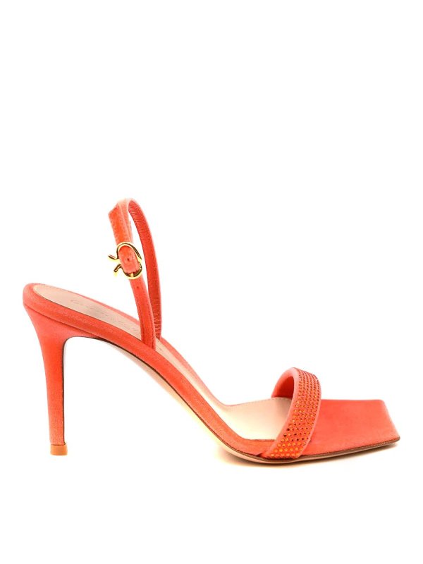 Gianvito Rossi: sandals - Velvet coral sandals