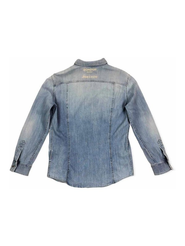 DONDUP: shirts online - Medium wash Texan bleach denim shirt
