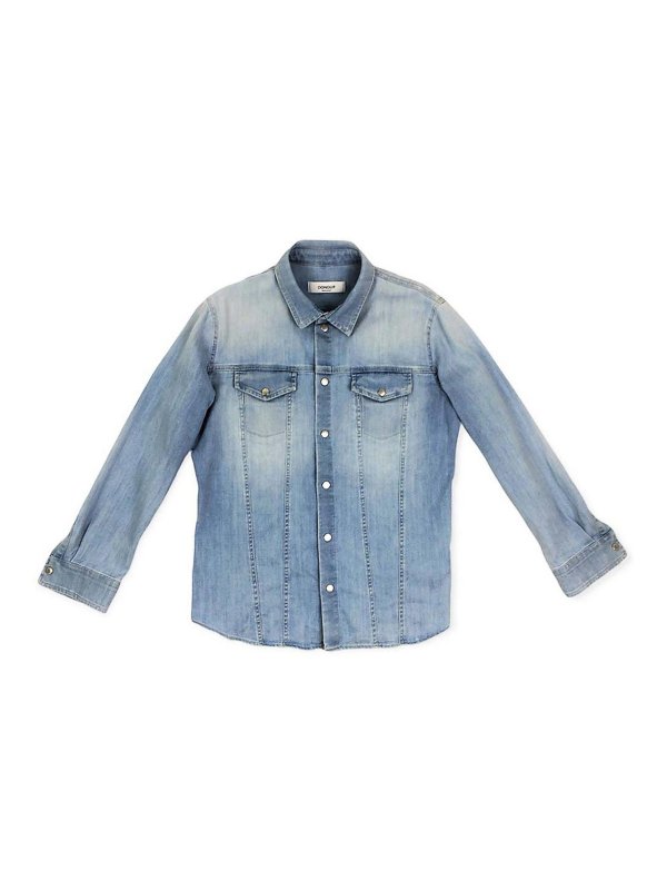 The Best Shops DONDUP: shirts - Medium wash Texan bleach denim shirt