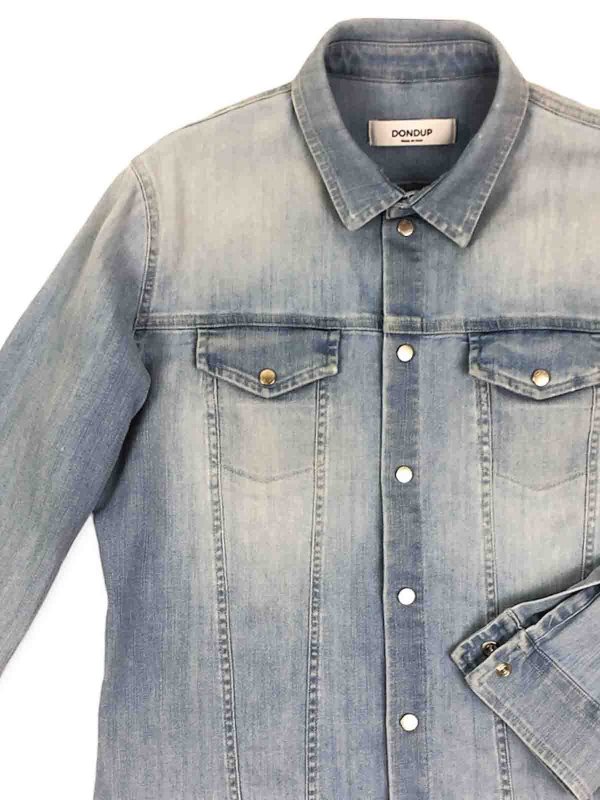 Medium wash Texan bleach denim shirt shop online: DONDUP