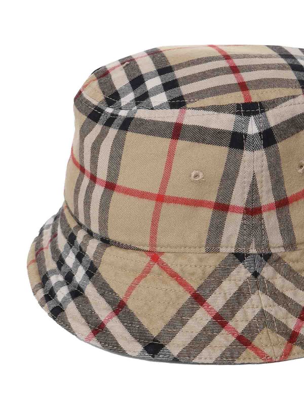 Vintage check bucket hat in cotton shop online: BURBERRY