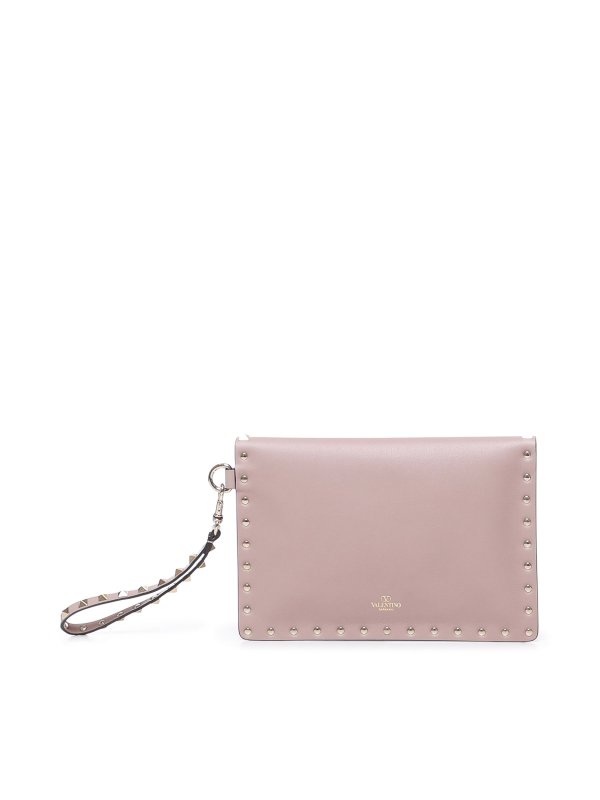 The Best Shops VALENTINO GARAVANI: clutches - Rockstud flat pochette in calfskin