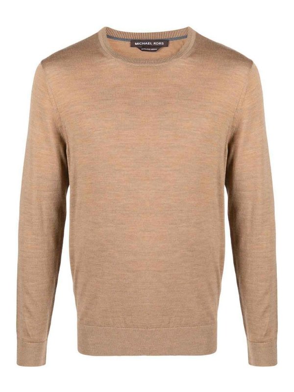 MICHAEL KORS: Strickpullover mit Rundhalsausschnitt - Rundhalspullover - Beige