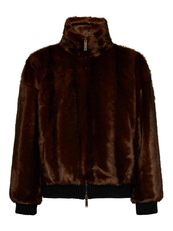 DSQUARED2: bombers - Faux Fur Bomber Jacket
