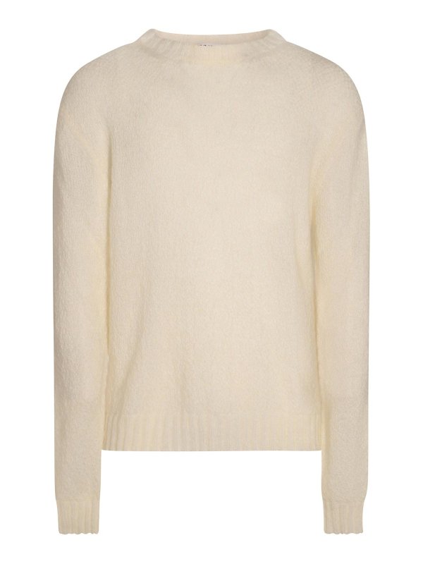 JIL SANDER: Strickpullover mit Rundhalsausschnitt - Rundhalspullover - Weiß